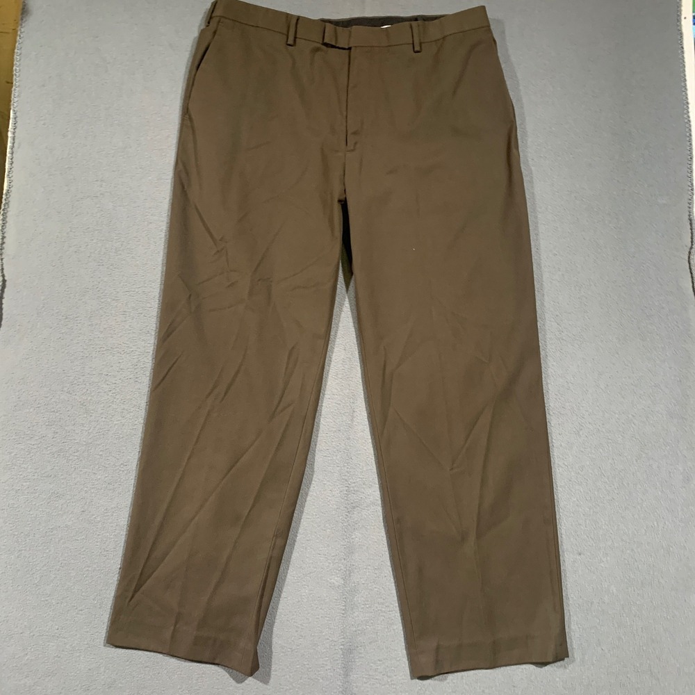 Perry‎ Ellis Portfolio Mens Green Flat Front Dress Pants 40x32 Straight Leg